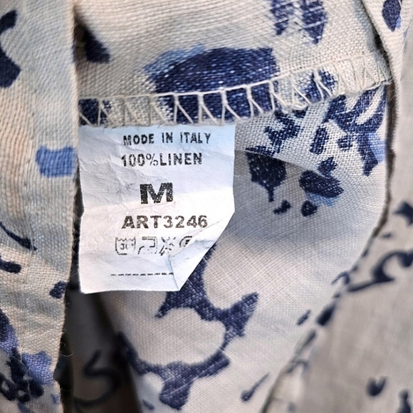 Luca Vanucci Linen Top Medium Beige Abstract Italian Minimalist Neutral V-Neck - Picture 12 of 12